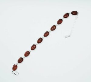 Silver Amber Bracelet Oval