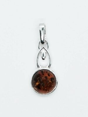 Silver Amber Pendant Round 1.4