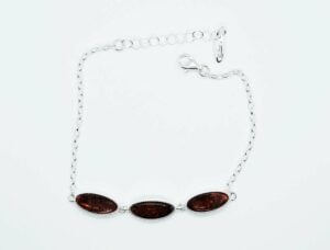 Silver Amber Bracelet Oval 5.4g