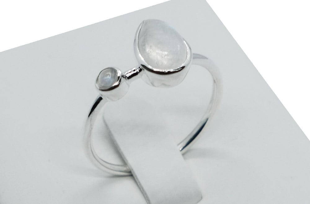 Silver Ring Rainbow Pear Drop