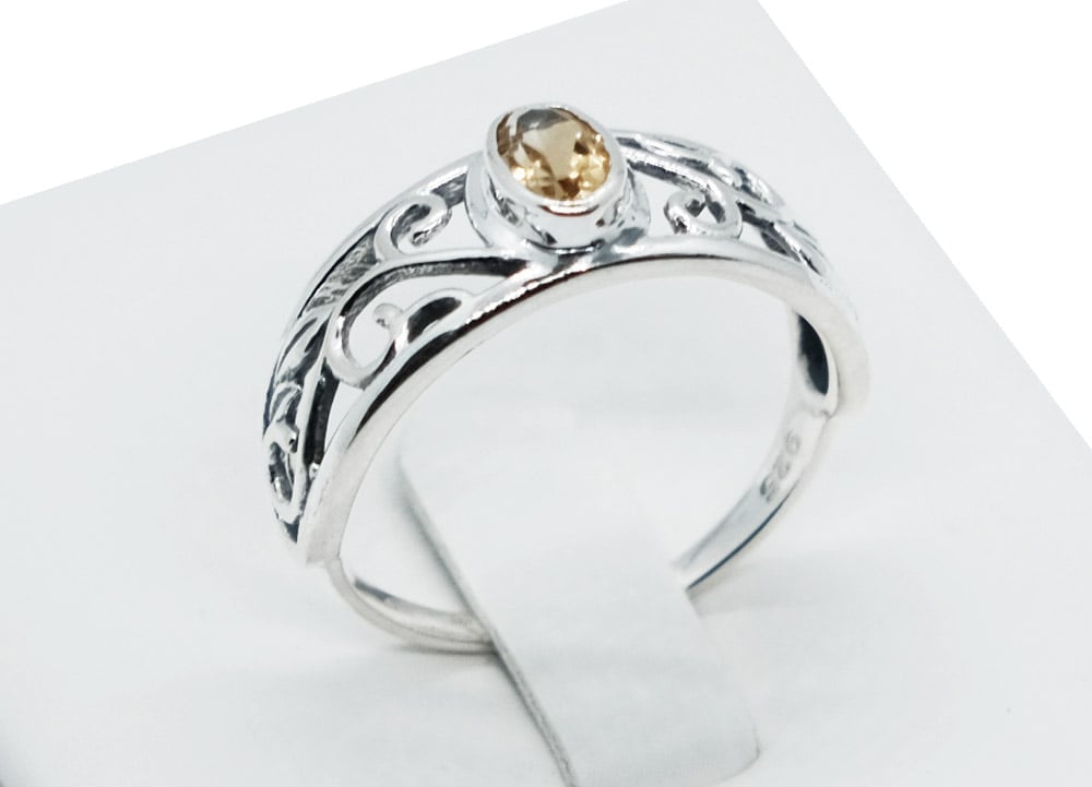 Silver Ring Oval Cut Citrine