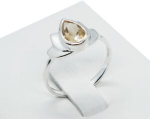 Silver Ring Cut Citrine Lotus