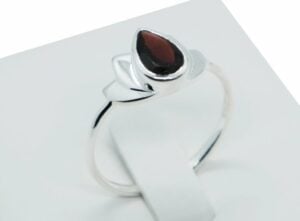Silver Ring Cut Garnet Lotus