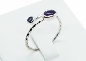 Silver Ring Twist Cut Amethyst