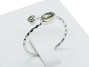 Silver Ring Twist Cut Peridot