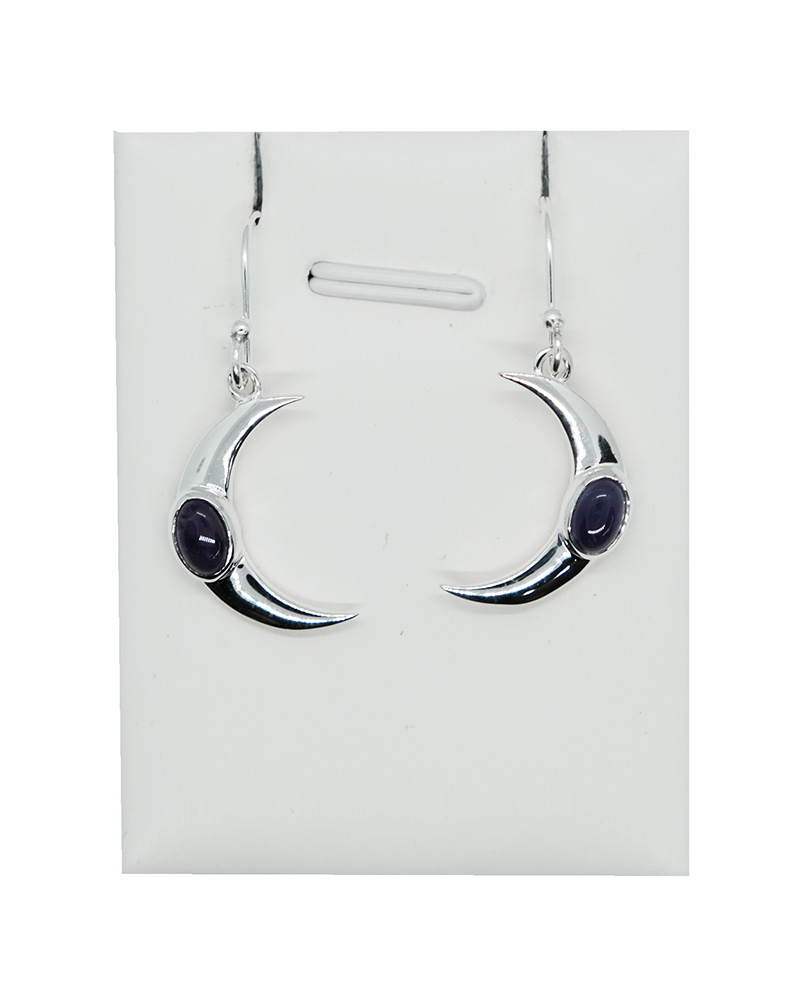 Silver Earring Moon Amethyst
