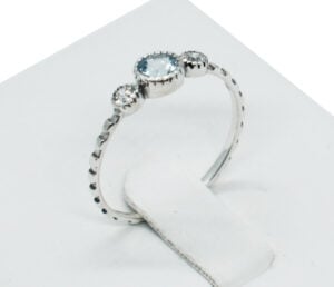 Silver Ring Round Blue Topaz