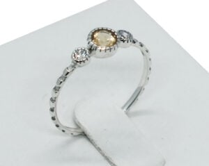 Silver Ring Round Citrine