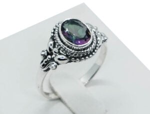 Silver Ring Oval Mystic Cut
