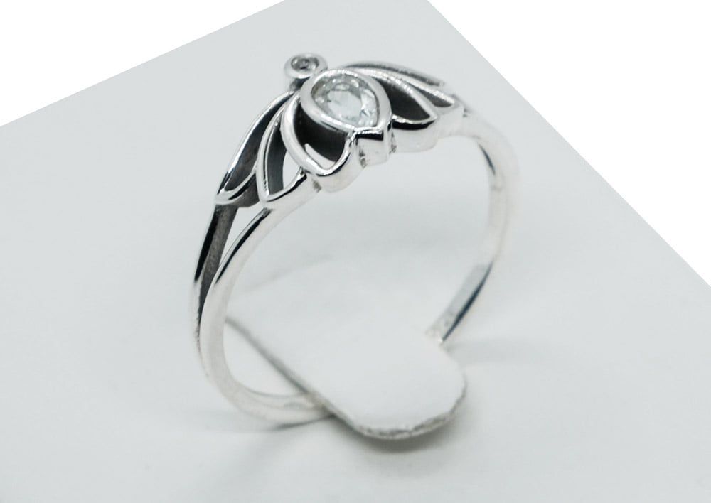 Silver Ring Lotus Cut Topaz