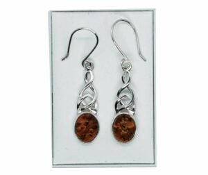 Silver Earring Amber Oval