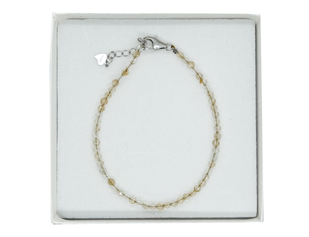 Silver Bracelet 3mm Citrine