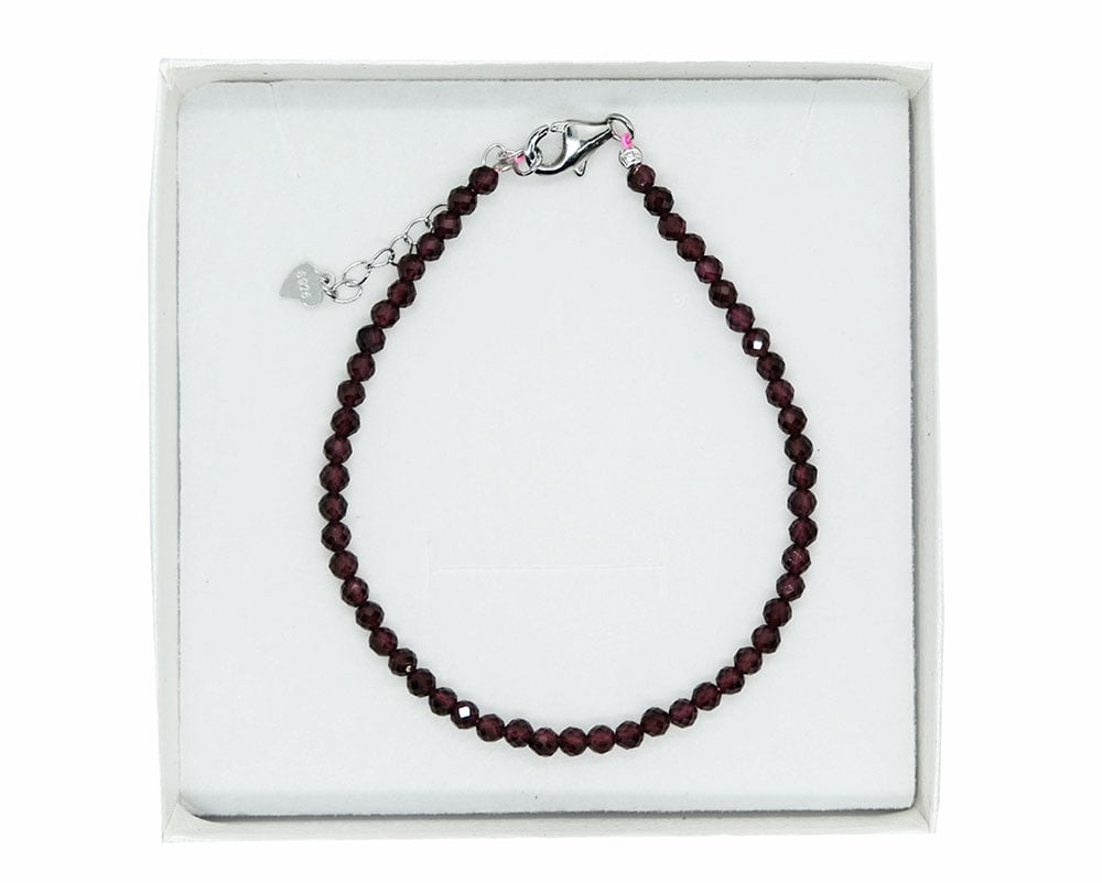 Silver Bracelet 3mm Garnet