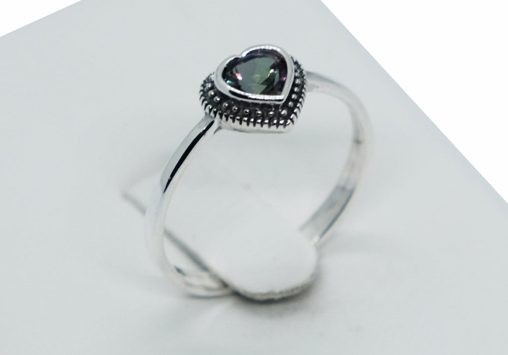 Silver Ring Mystic Topaz Heart