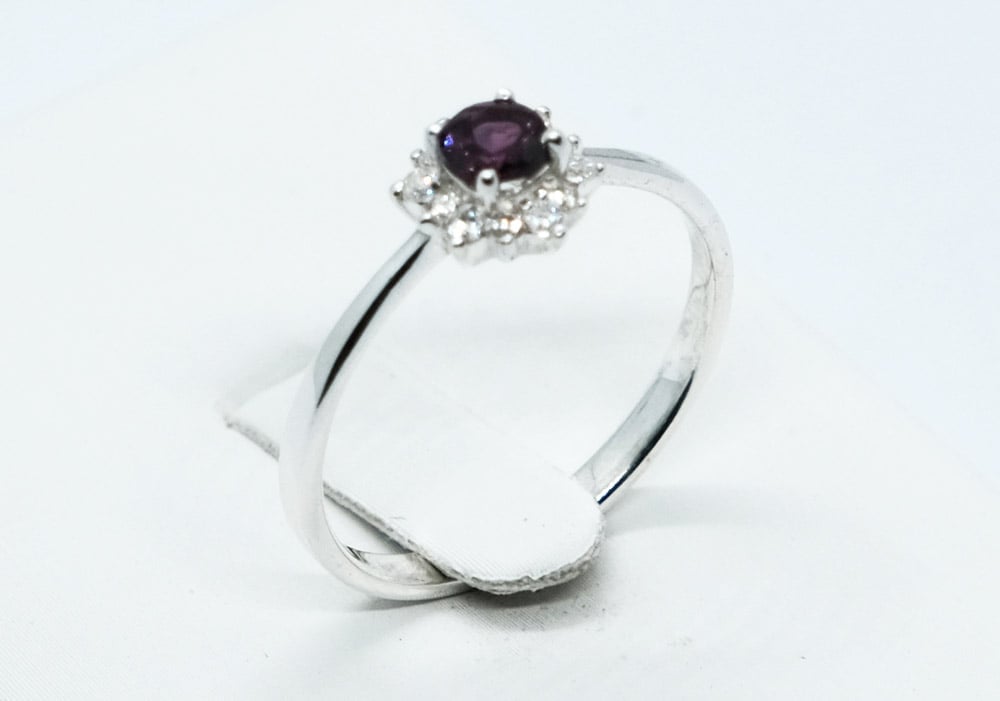 Silver Ring Rhodolite Flower