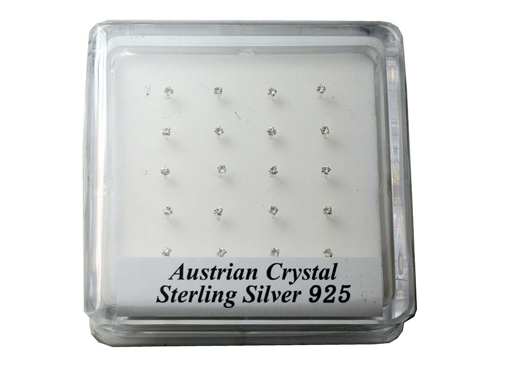 Nose Stud Silver Clear 20pcs