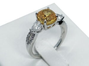 Fashion Ring Yellow Square CZ