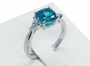 Fashion Ring Blue Square CZ