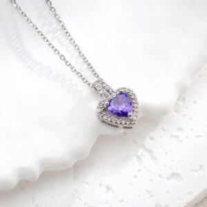 Necklace Heart Purple Stone