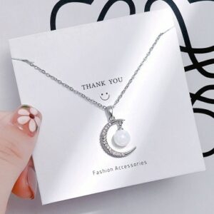 Necklace Crescent Moon Pearl