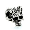 Ring Steel Horned Skull