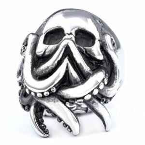 Ring Steel Octopus Skull