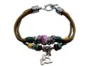 Bracelet Leather Butterfly Charm