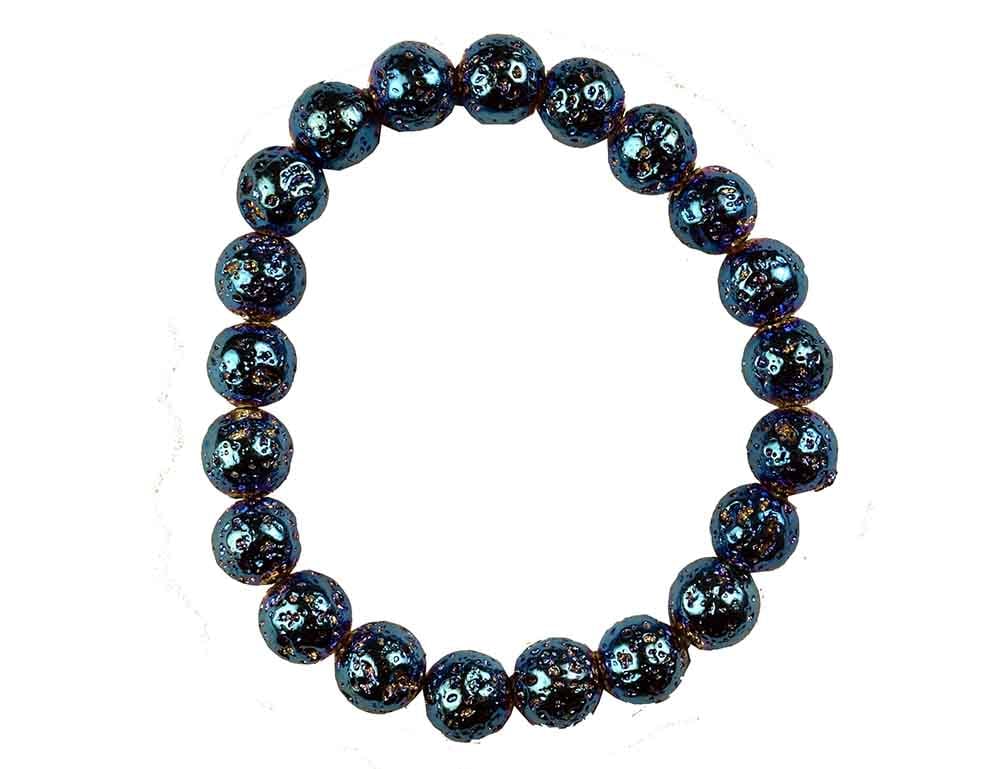 Bracelet Blue Plated Lava Bead