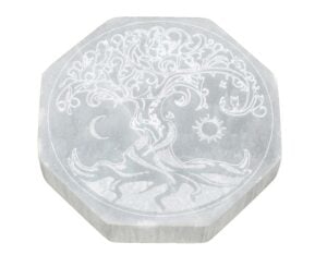 Selenite Octagon Tree Of Life 10cm