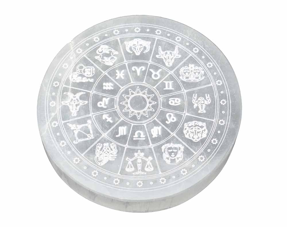 Selenite Disc Zodiac 10cm