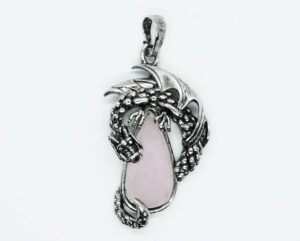 Pendant Dragon On Drop Rose Qz