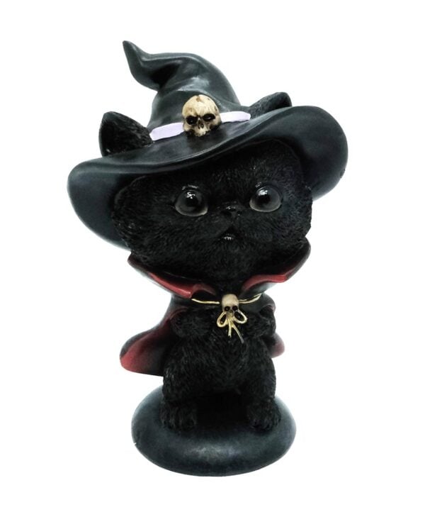 Cat Black Hat and Skull 15cm