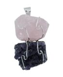 Pendant Wired Amethyst Rose Quartz