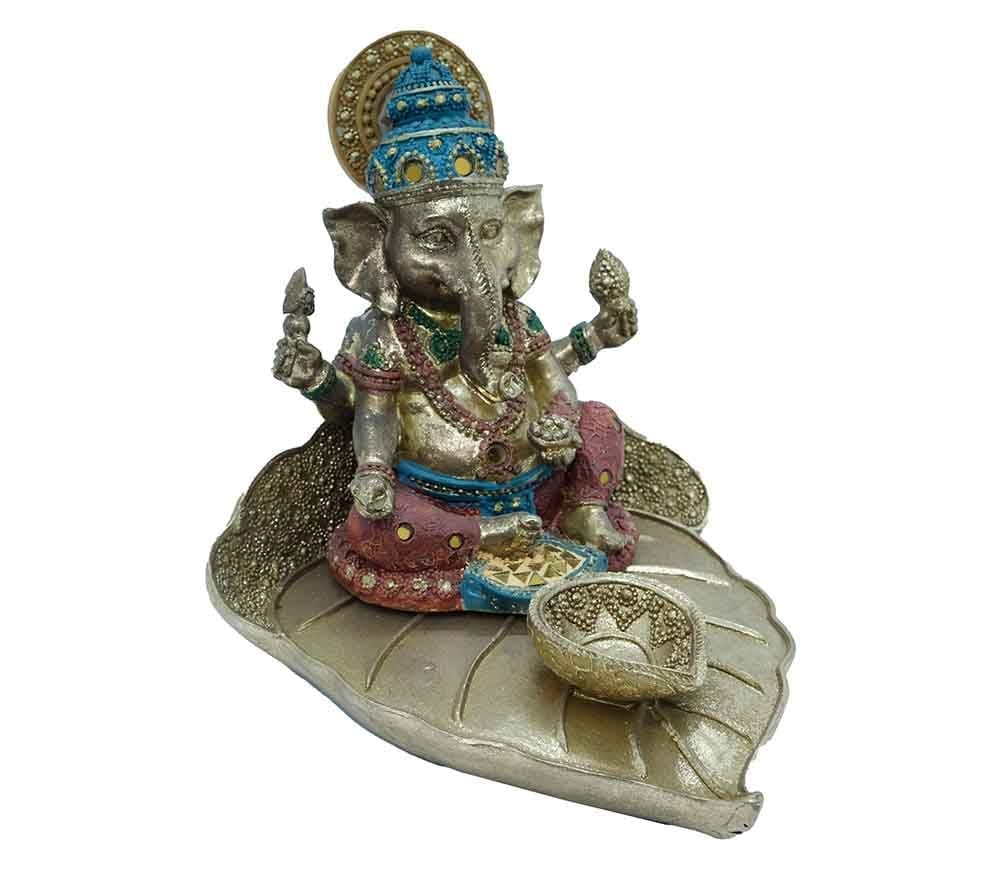 Ganesh Sitting With Leaf 9"