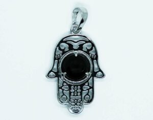 Pendant Fatima Hand Obsidian