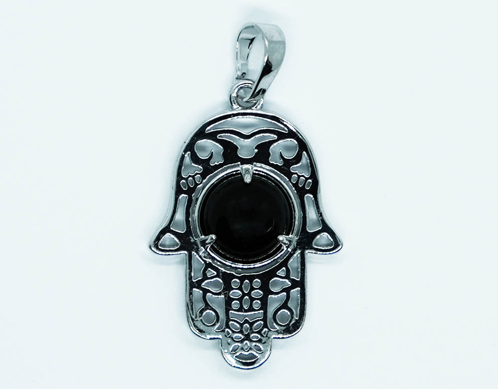 Pendant Fatima Hand Obsidian