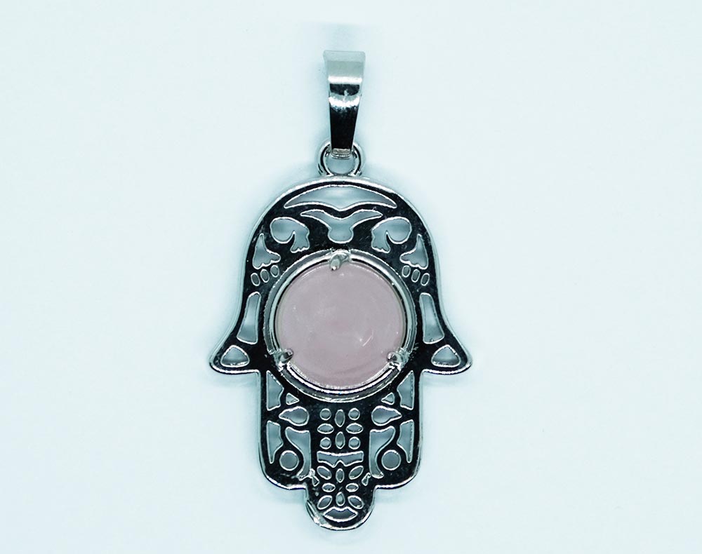 Pendant Fatima Hand Rose Quartz