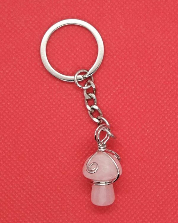 Keyring Mushroom Rose Quartz