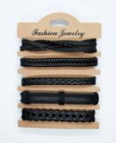Bracelet Set Leather Black