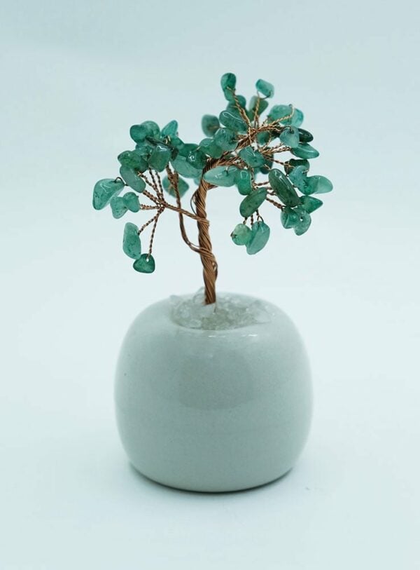 Tree Chip Aventurine White Pot
