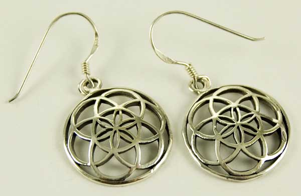 Silver Earring Flower Circle
