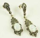 Silver Earring Marcasite Fire