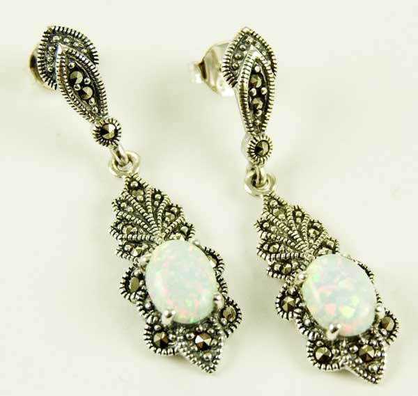 Silver Earring Marcasite Fire