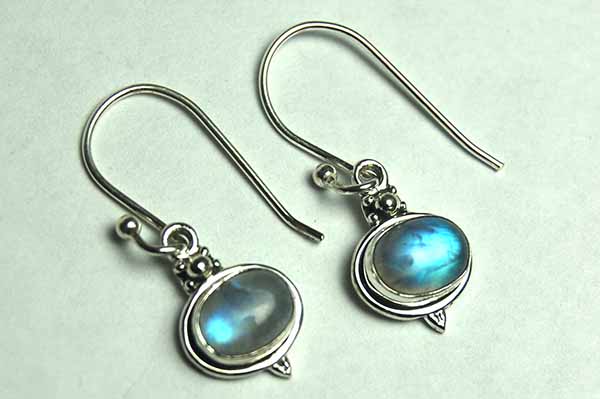 Silver Earring Oval Rainbow