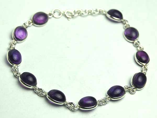 Silver Bracelet Amethyst Stone