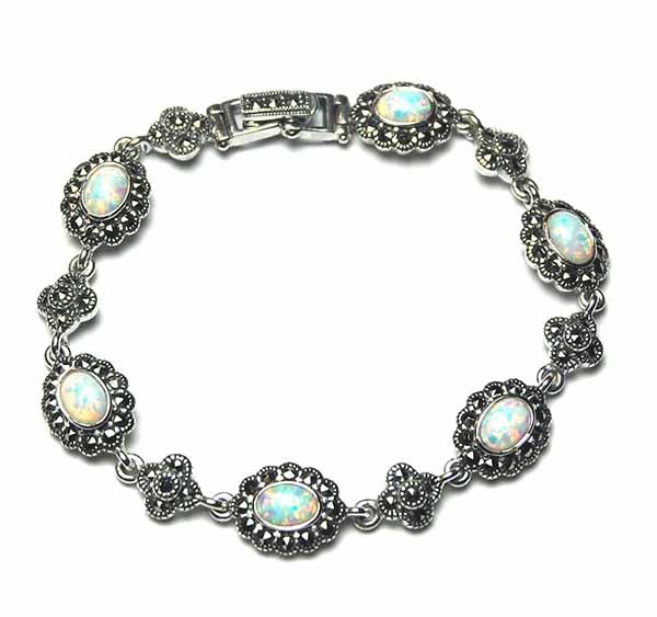 Silver Bracelet Marcasite Opal