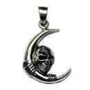 Silver Pendant Skull On Moon