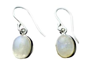 Silver Earring Oval Rainbow