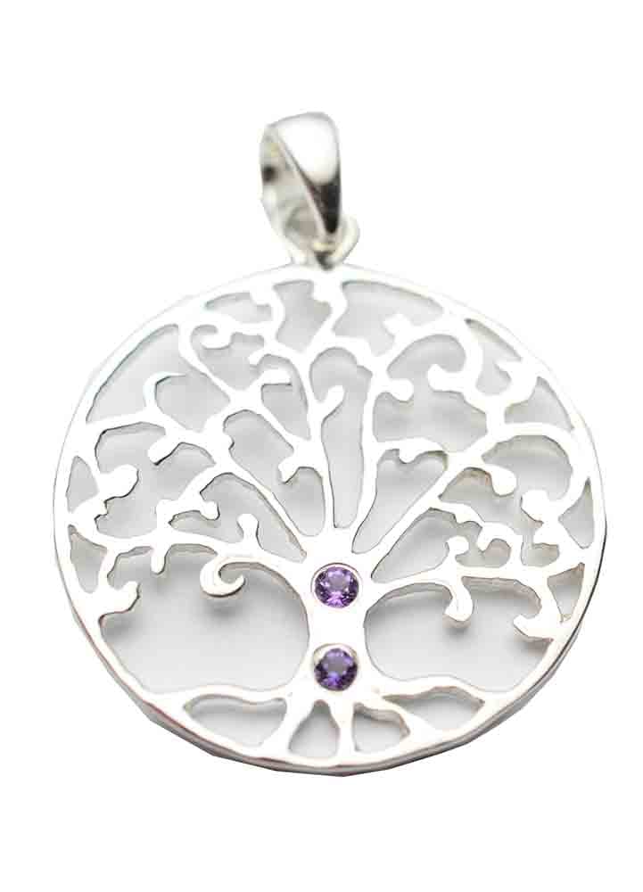 Silver Pendant Tree Amethyst