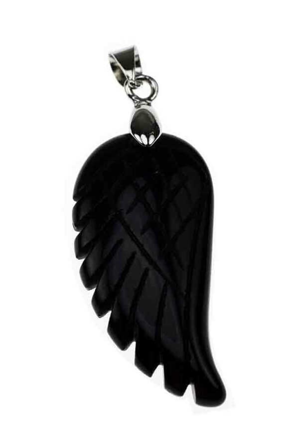Pendant Wing Obsidian 35mm